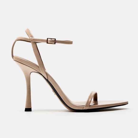 Zara tan leather sandals heels shoes - Picture 2 of 8